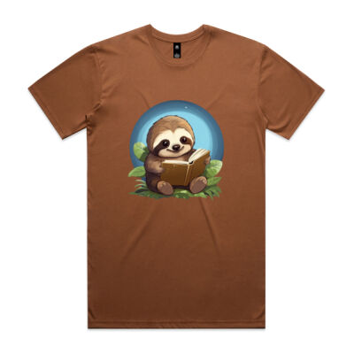 Sloth and a Book — Men's T-Shirt Thumbnail