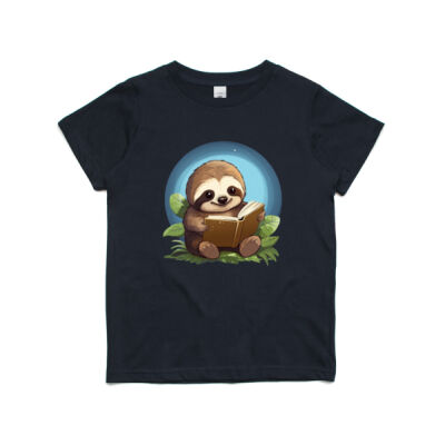 Sloth and a Book — Kid's T-Shirt Thumbnail